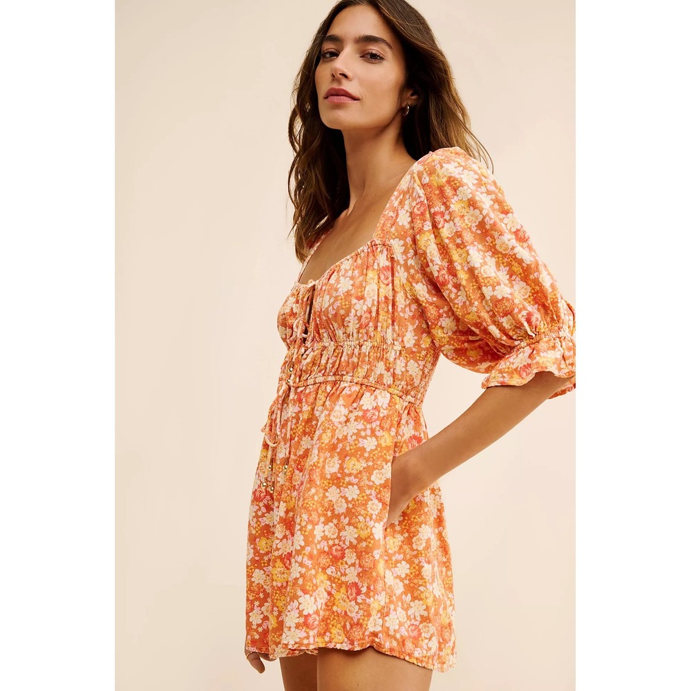 Free People Show Me Love Floral Romper Orange Size XS